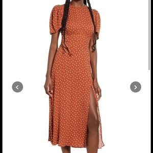 AFRM Jaime print open back short sleeve midi dress